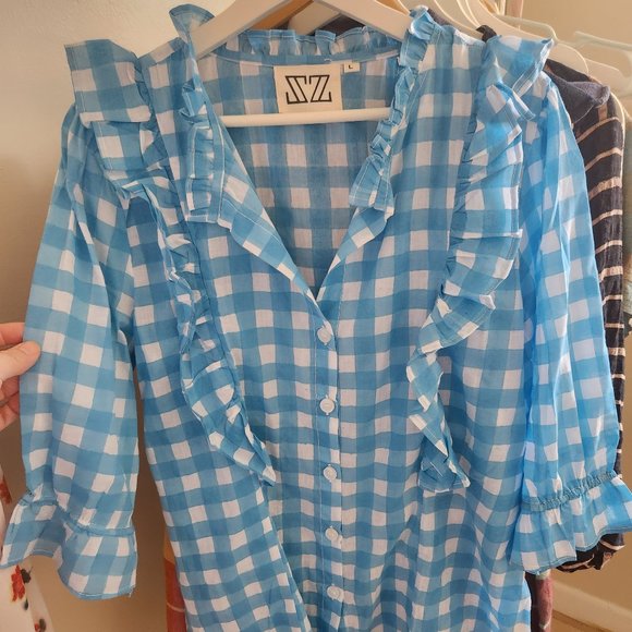 SZ Blockprint Gingham Top - Picture 2 of 3